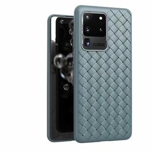 For Galaxy S20 Ultra Non-Slip Classic Woven Pattern Breathable TPU Case(Gray)