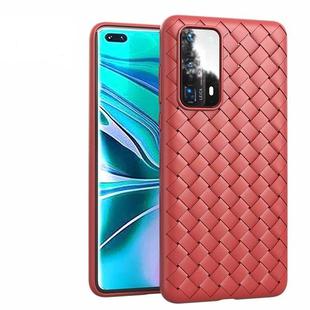 For Huawei P40 Non-Slip Classic Woven Pattern Breathable TPU Case(Red)