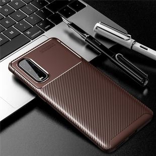 For OPPO Find X2 Carbon Fiber Texture Shockproof TPU Case(Brown)
