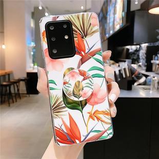 For Galaxy A51 Smooth Flower Series IMD TPU Case with Folding Holder(Strelitzia KH5)