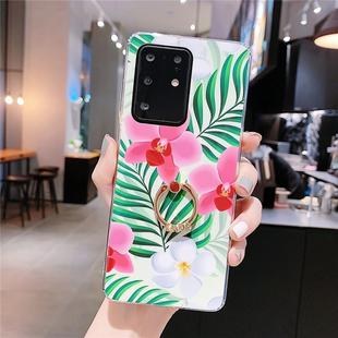 For Galaxy A51 Smooth Flower Series IMD TPU Case with Ring Rhinestones Holder(Phalaenopsis KR2)