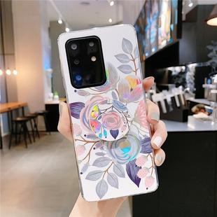 For Galaxy S20 Plus Colorful Laser Flower Series IMD TPU Mobile Phone Case With Folding Stand(Begonia Flowers KB2)