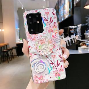 For Galaxy S20 Colorful Laser Flower Series IMD TPU Mobile Phone Case With Folding Stand(Lyre Coral   KB4)