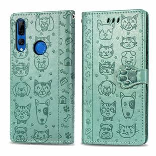 For Huawei P Smart Z / Y9 Prime2019 Cute Cat and Dog Embossed Horizontal Flip PU Leather Case with Holder / Card Slot / Wallet / Lanyard(Grass Green)