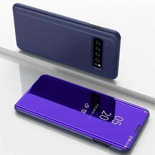 For LG V60 Plated Mirror Horizontal Flip Leather Case with Holder(Purple Blue)