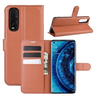 For OPPO Find X2 Litchi Texture Horizontal Flip PU Leather Protective Case with Holder & Card Slots & Wallet(Brown)