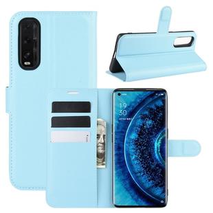 For OPPO Find X2 Litchi Texture Horizontal Flip PU Leather Protective Case with Holder & Card Slots & Wallet(Blue)