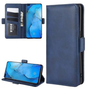 For OPPO Reno 3 Pro Dual-side Magnetic Buckle Horizontal Flip PU Leather Case with Holder & Card Slots & Wallet(Dark Blue)