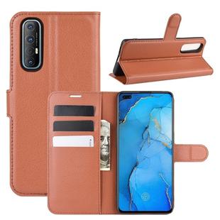 For OPPO Reno 3 Pro Litchi Texture Horizontal Flip PU Leather Protective Case with Holder & Card Slots & Wallet(Brown)