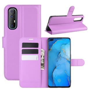 For OPPO Reno 3 Pro Litchi Texture Horizontal Flip PU Leather Protective Case with Holder & Card Slots & Wallet(Purple)