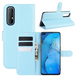 For OPPO Reno 3 Pro Litchi Texture Horizontal Flip PU Leather Protective Case with Holder & Card Slots & Wallet(Blue)