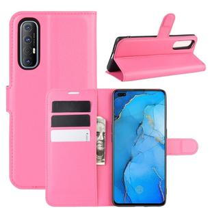 For OPPO Reno 3 Pro Litchi Texture Horizontal Flip PU Leather Protective Case with Holder & Card Slots & Wallet(Rose Red)