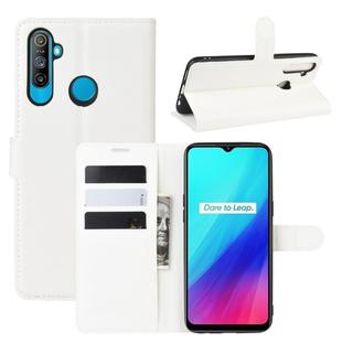 For OPPO Realme C3 (3 Cameras) Litchi Texture Horizontal Flip Protective Case with Holder & Card Slots & Wallet(White)