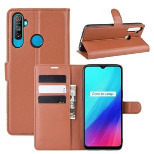 For OPPO Realme C3 (3 Cameras) Litchi Texture Horizontal Flip Protective Case with Holder & Card Slots & Wallet(Brown)
