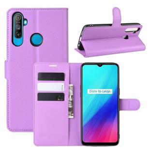 For OPPO Realme C3 (3 Cameras) Litchi Texture Horizontal Flip Protective Case with Holder & Card Slots & Wallet(Purple)