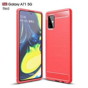 For Galaxy A71 5G Brushed Texture Carbon Fiber TPU Case(Red)
