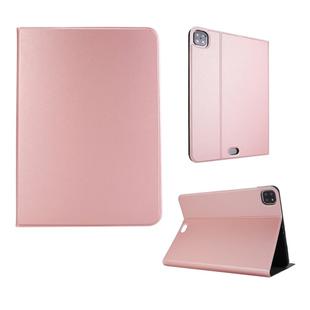 For iPad Pro 11 inch (2020) Voltage Plain Weave Stretch Leather + TPU Bracket Protective Holster With Sleep Function(Rose Gold)