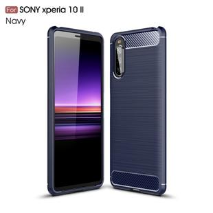 For Sony Xperia 10 II Brushed Texture Carbon Fiber TPU Case(Navy Blue)