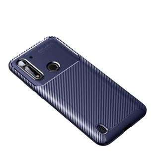 For Moto G8 Power Lite Carbon Fiber Texture Shockproof TPU Case(Blue)