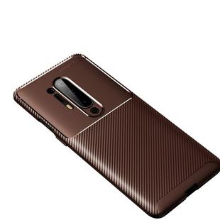 For One Plus 8 Pro Carbon Fiber Texture Shockproof TPU Case(Brown)