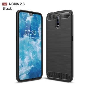 For Nokia 2.3 Brushed Texture Carbon Fiber TPU Case(Black)