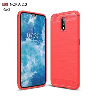 For Nokia 2.3 Brushed Texture Carbon Fiber TPU Case(Red)