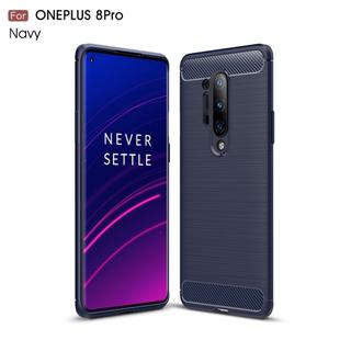 For OnePlus 8 Pro Brushed Texture Carbon Fiber TPU Case(Navy Blue)