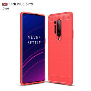 For OnePlus 8 Pro Brushed Texture Carbon Fiber TPU Case(Red)