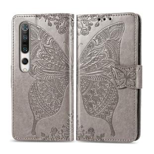 For Xiaomi 10 Butterfly Love Flower Embossed Horizontal Flip Leather Case with Bracket / Card Slot / Wallet / Lanyard(Gray)