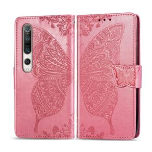 For Xiaomi 10 Butterfly Love Flower Embossed Horizontal Flip Leather Case with Bracket / Card Slot / Wallet / Lanyard(Pink)