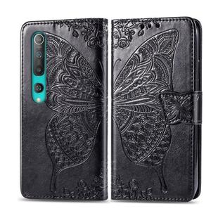 For Xiaomi 10 Pro Butterfly Love Flower Embossed Horizontal Flip Leather Case with Bracket / Card Slot / Wallet / Lanyard(Black)
