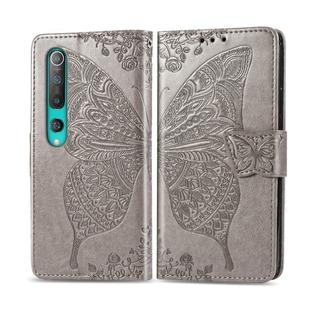 For Xiaomi 10 Pro Butterfly Love Flower Embossed Horizontal Flip Leather Case with Bracket / Card Slot / Wallet / Lanyard(Gray)