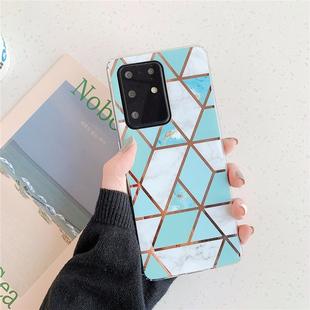 For Galaxy S20 Plating Colorful Geometric Pattern Mosaic Marble TPU Mobile Phone Case(Green PJ2)