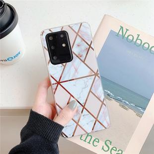 For Galaxy S20 Plus Plating Colorful Geometric Pattern Mosaic Marble TPU Mobile Phone Case(White PJ3)