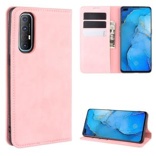 For Oppo Reno3 Pro Retro-skin Business Magnetic Suction Leather Case with Holder & Card Slots & Wallet(Pink)