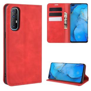 For Oppo Reno3 Pro Retro-skin Business Magnetic Suction Leather Case with Holder & Card Slots & Wallet(Red)