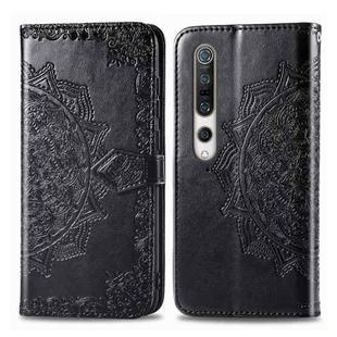 For Xiaomi Mi 10 5G Halfway Mandala Embossing Pattern Horizontal Flip Leather Case , with Holder & Card Slots & Wallet & Photo Frame & Lanyard(Black)