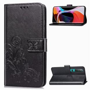 For Xiaomi Mi 10 Pro Lucky Clover Pressed Flowers Pattern Leather Case with Holder & Card Slots & Wallet & Hand Strap(Black)
