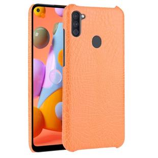 For Galaxy M11 Shockproof Crocodile Texture PC + PU Case(Orange)