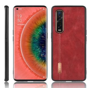 For Oppo Find X2 Pro Shockproof Sewing Cow Pattern Skin PC + PU + TPU Case(Red)