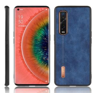 For Oppo Find X2 Pro Shockproof Sewing Cow Pattern Skin PC + PU + TPU Case(Blue)