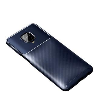 For Xiaomi Redmi Note 9 Pro Max Carbon Fiber Texture Shockproof TPU Case(Blue)