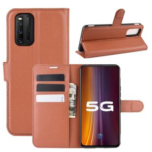 For vivo iQOO 3 5G Litchi Texture Horizontal Flip Protective Case with Holder & Card Slots & Wallet(Brown)