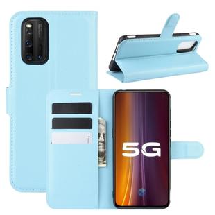 For vivo iQOO 3 5G Litchi Texture Horizontal Flip Protective Case with Holder & Card Slots & Wallet(Blue)