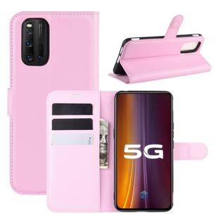 For vivo iQOO 3 5G Litchi Texture Horizontal Flip Protective Case with Holder & Card Slots & Wallet(Pink)