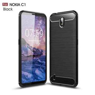 For Nokia C1 Brushed Texture Carbon Fiber TPU Case(Black)