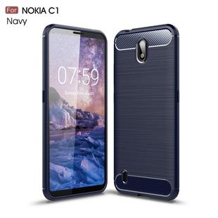 For Nokia C1 Brushed Texture Carbon Fiber TPU Case(Navy Blue)