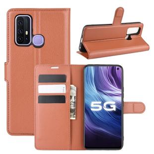 For vivo Z6 5G Litchi Texture Horizontal Flip Protective Case with Holder & Card Slots & Wallet(Brown)