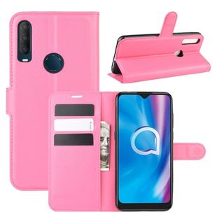 For alcatel 1S (2020) Litchi Texture Horizontal Flip Protective Case with Holder & Card Slots & Wallet(Rose red)