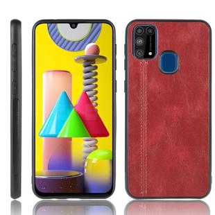 For Galaxy M31 Shockproof Sewing Cow Pattern Skin PC + PU + TPU Case(Red)